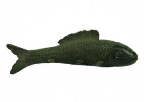 A Japanese bronze model of a carp.