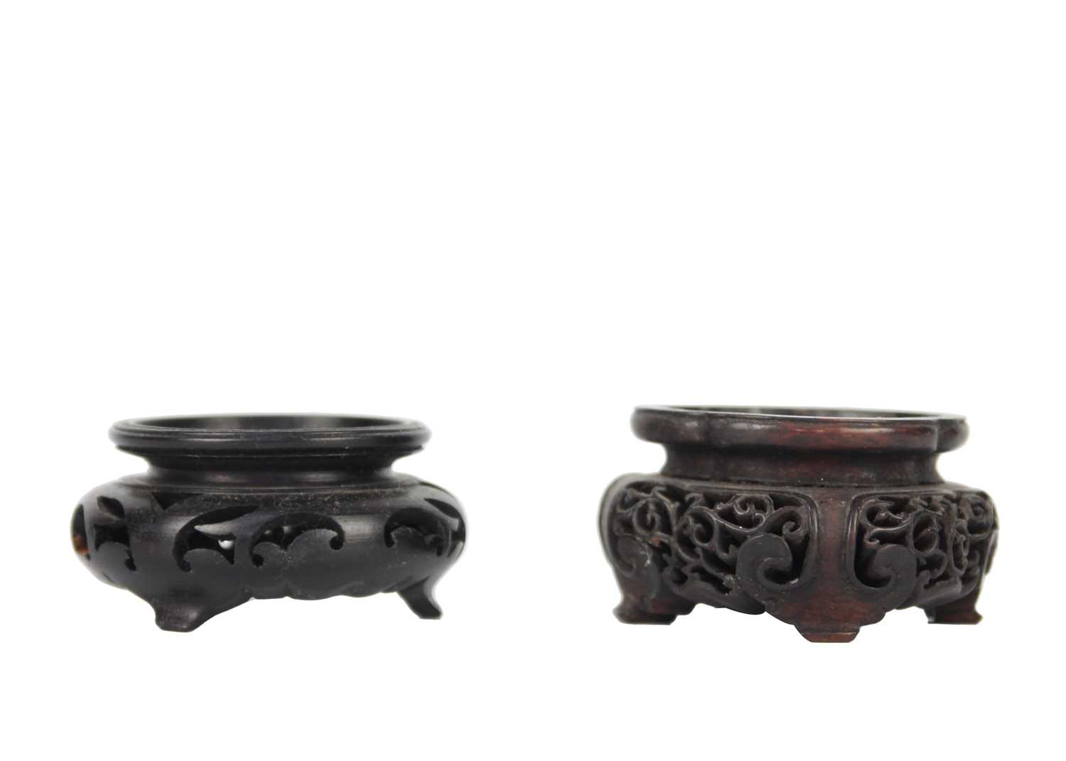Eight Chinese carved wood vase stands. - Image 3 of 14