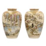 A pair of Japanese Satsuma vases, Meiji period.