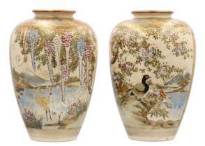 A pair of Japanese Satsuma vases, Meiji period.