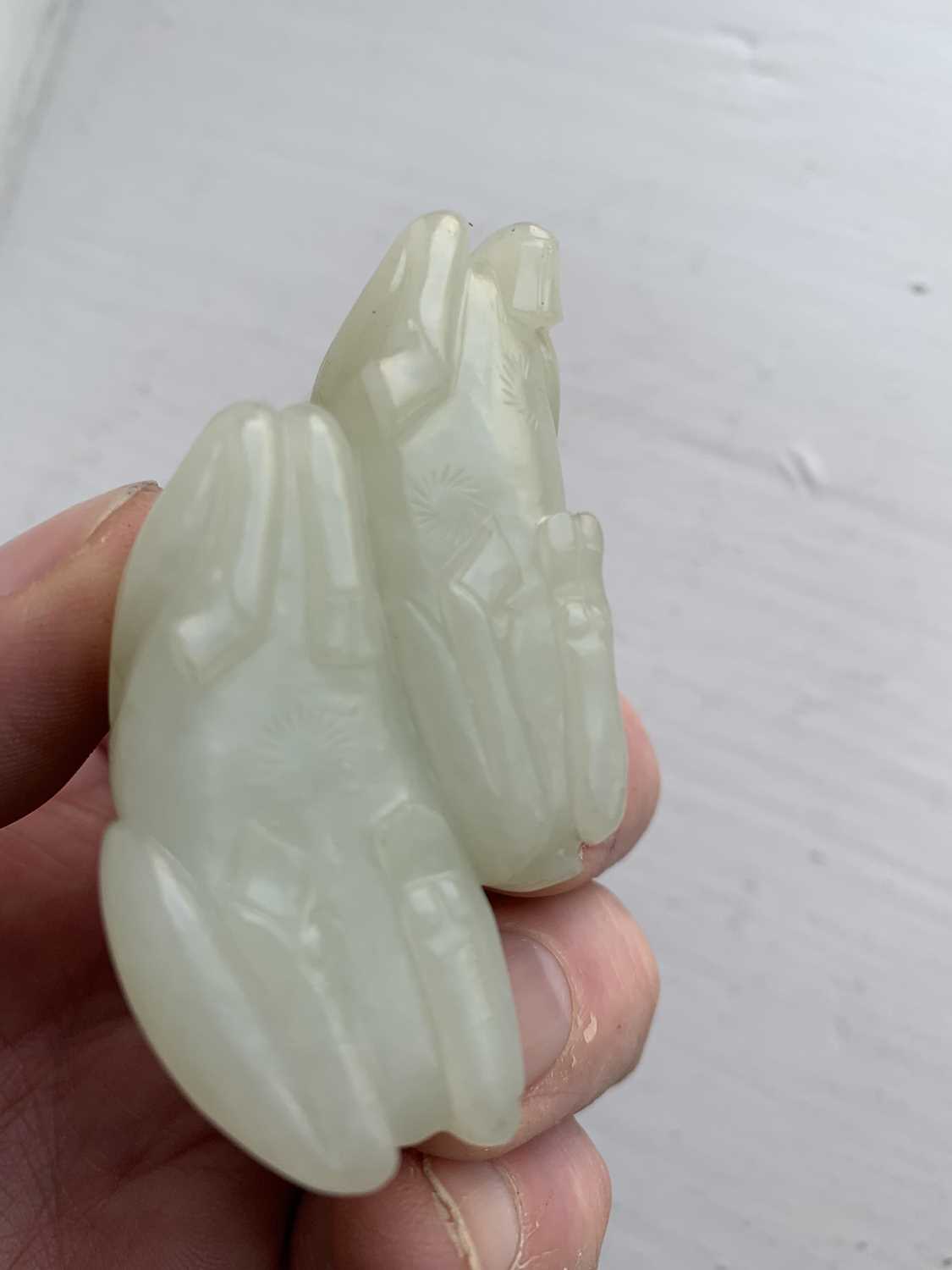 A Chinese carved celadon jade group of deers, Qing Dynasty, 19th century. - Image 11 of 22