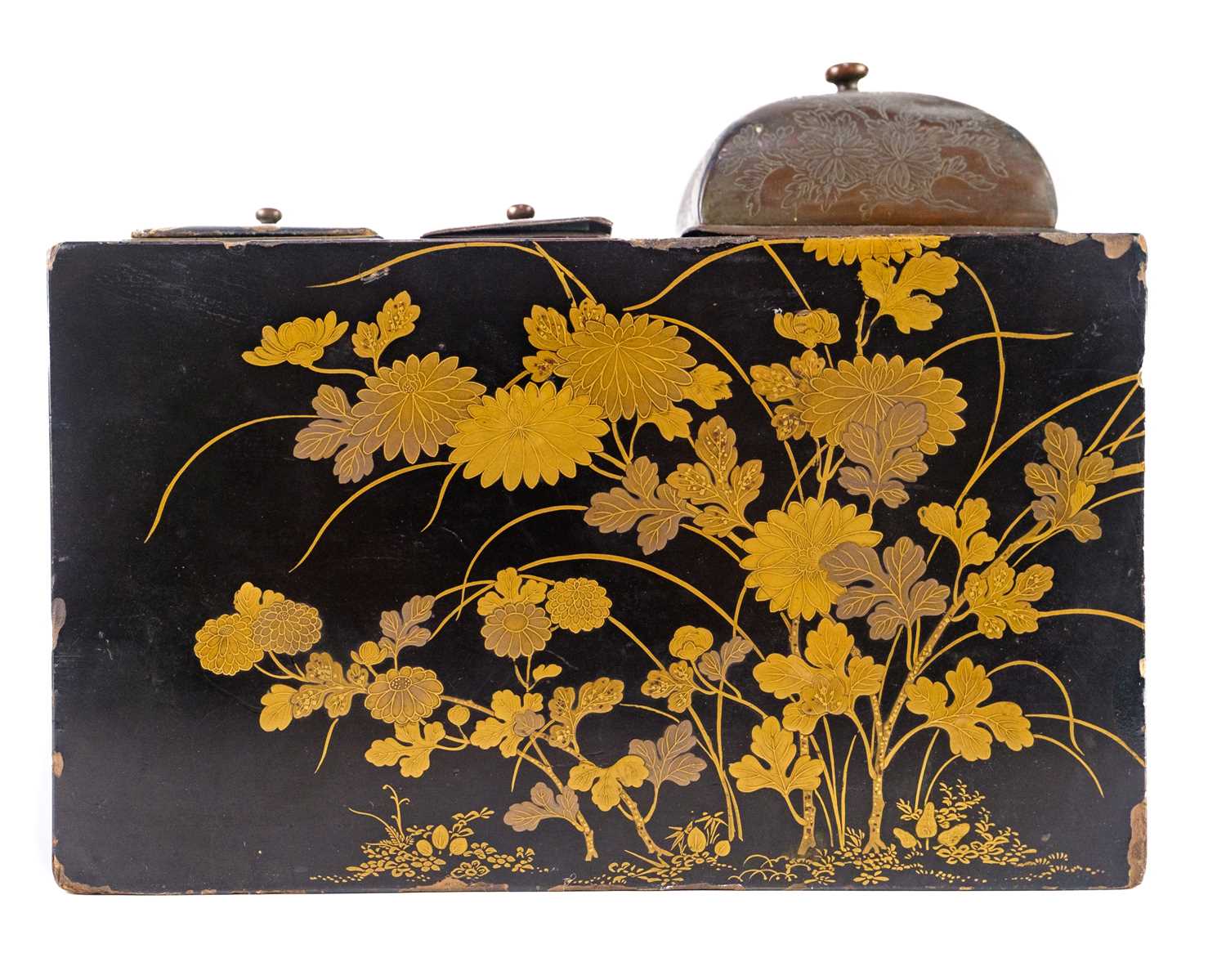 A Japanese black lacquer Tabakobon (smoking box), Meiji period. - Image 5 of 6