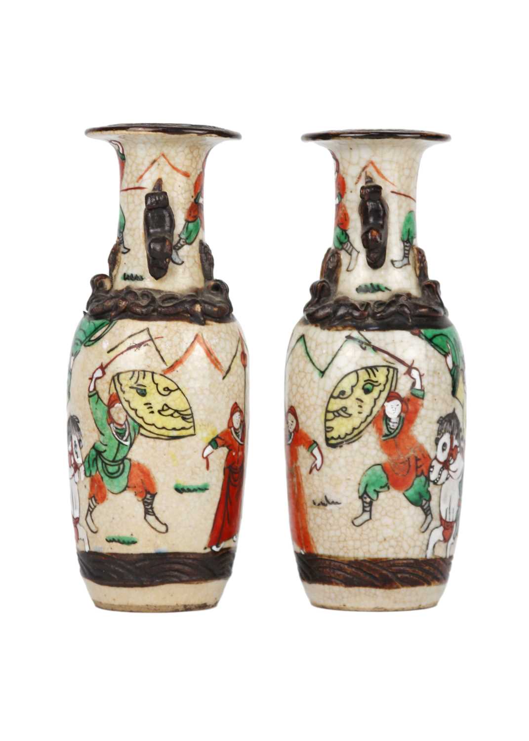 A pair of Chinese crackle glazed vases, 19th century. - Image 2 of 6