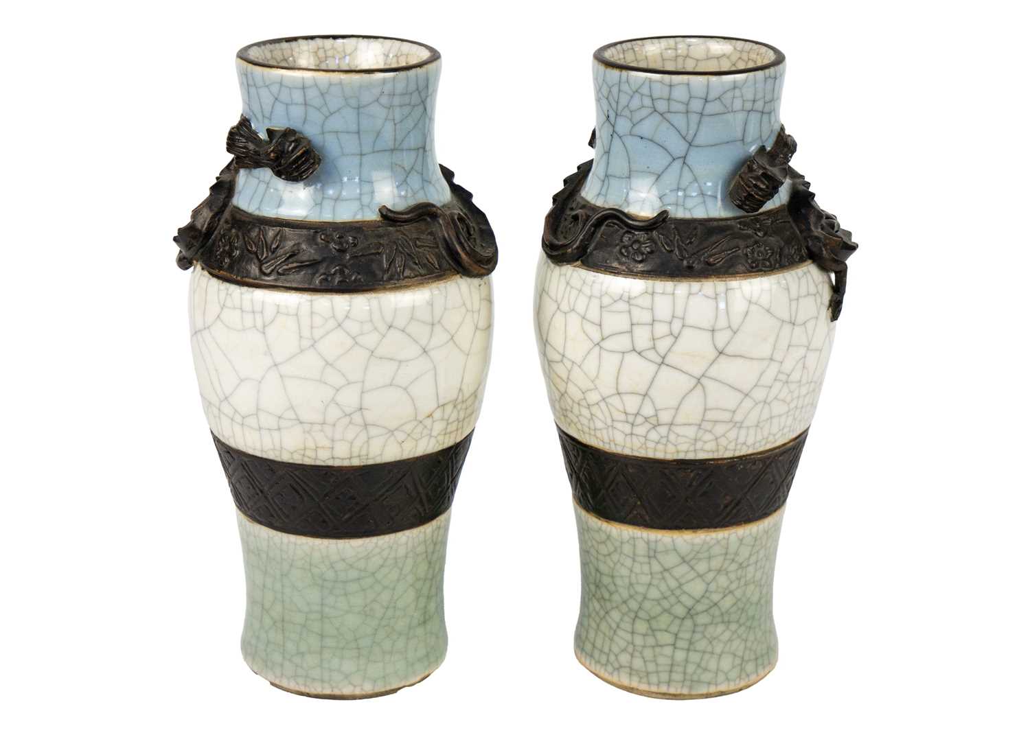 A pair of Chinese crackle glaze vases, circa 1890. - Image 4 of 9