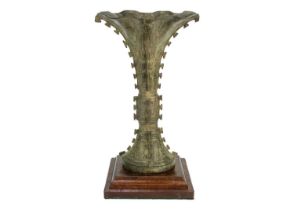 A Chinese bronzed metal Gu vase.