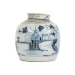 A Chinese blue and white porcelain ginger jar & cover, 19th century.