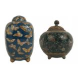 Two Japanese cloisonne pots and covers, Meiji period.