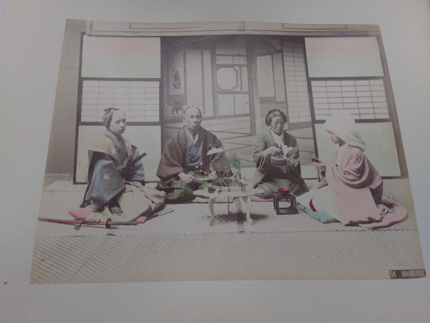 A Japanese hand coloured photo album with lacquer cover, Meiji period. - Image 48 of 52