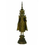 A Thai gilt bronze standing Buddha in royal attire, 18th/19th century.