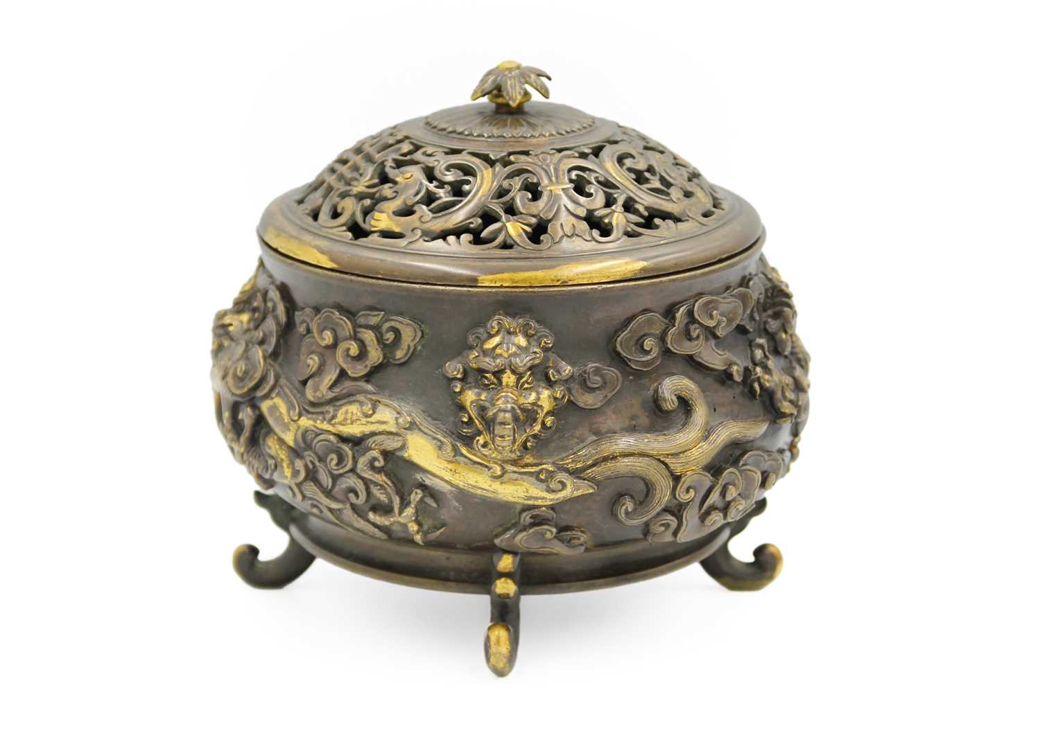 A Chinese gilt bronze censer and cover, late Ming Dynasty. - Image 2 of 42