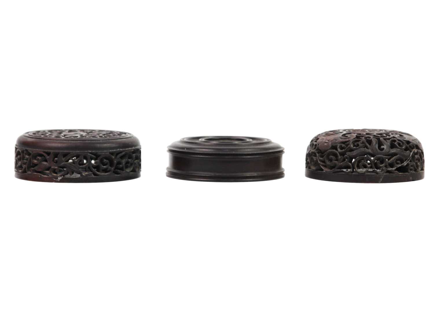 Five Chinese wooden jar/vase covers, 19th/20th century. - Image 3 of 10