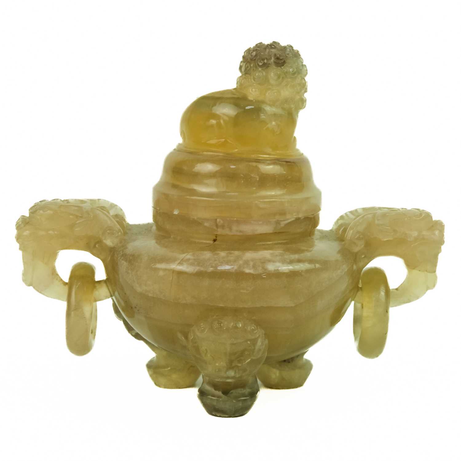 A Chinese agate incense burner on stand, late Qing Dynasty.. - Image 3 of 11