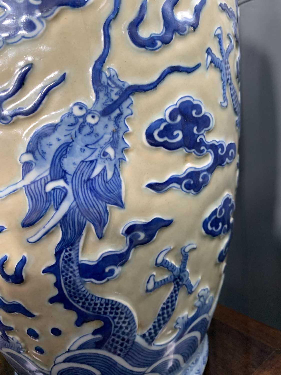 A large Chinese floor standing baluster 'dragon' vase, late 19th century. - Image 12 of 20