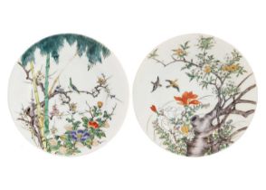 Two Chinese famille verte porcelain plates, early 20th century.