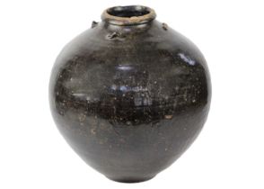 A Chinese martaban ovoid tapering jar, Ming Dynasty,