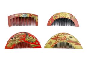 A Japanese red, gold and black lacquered comb, Edo period.