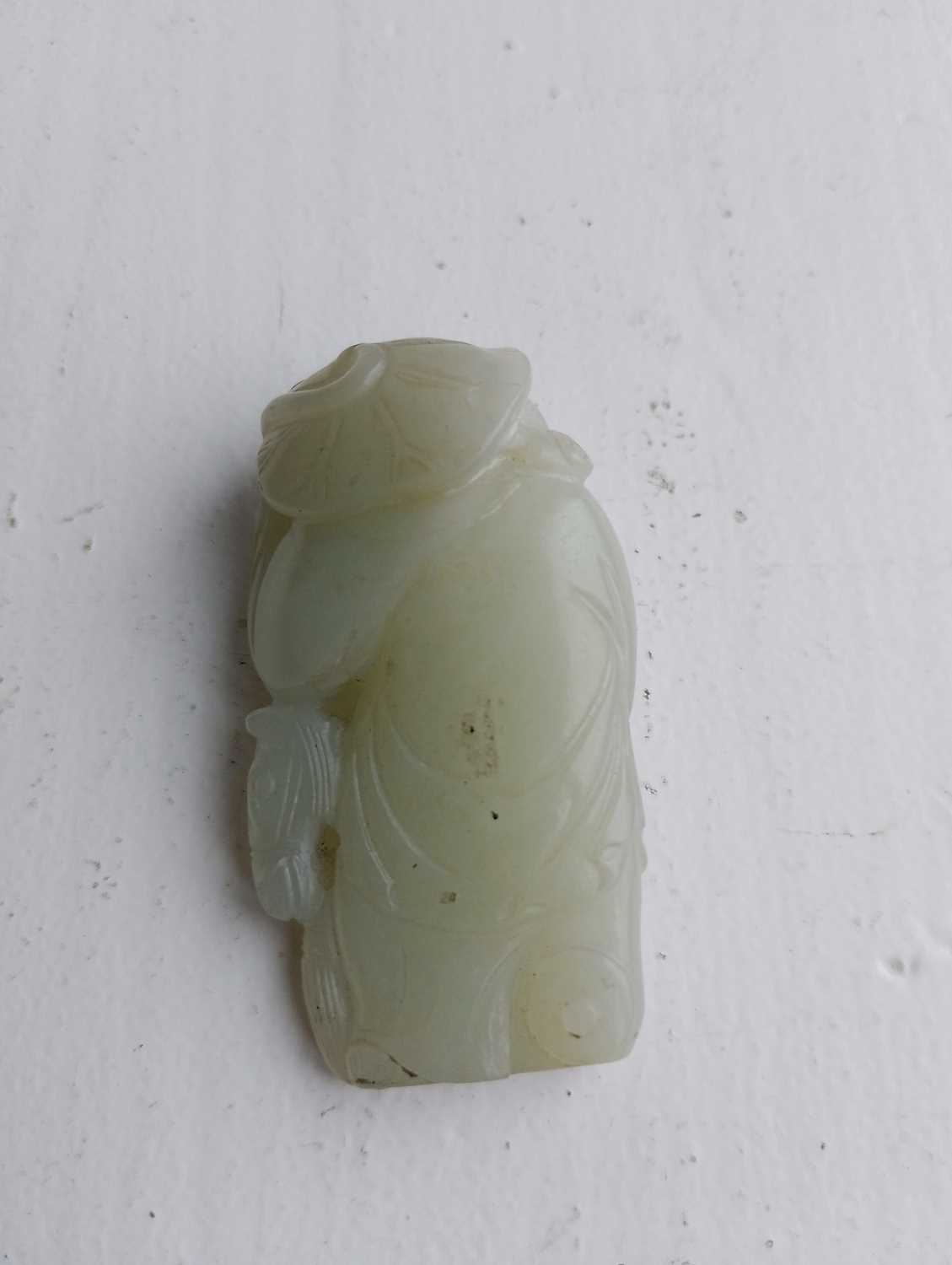 A Chinese celadon jade figure of a boy with hobby horse, Qing Dynasty, 19th century. - Image 6 of 7