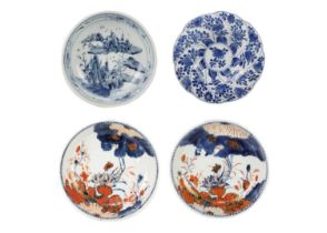 Two similar Chinese porcelain saucer dishes, 18th century.