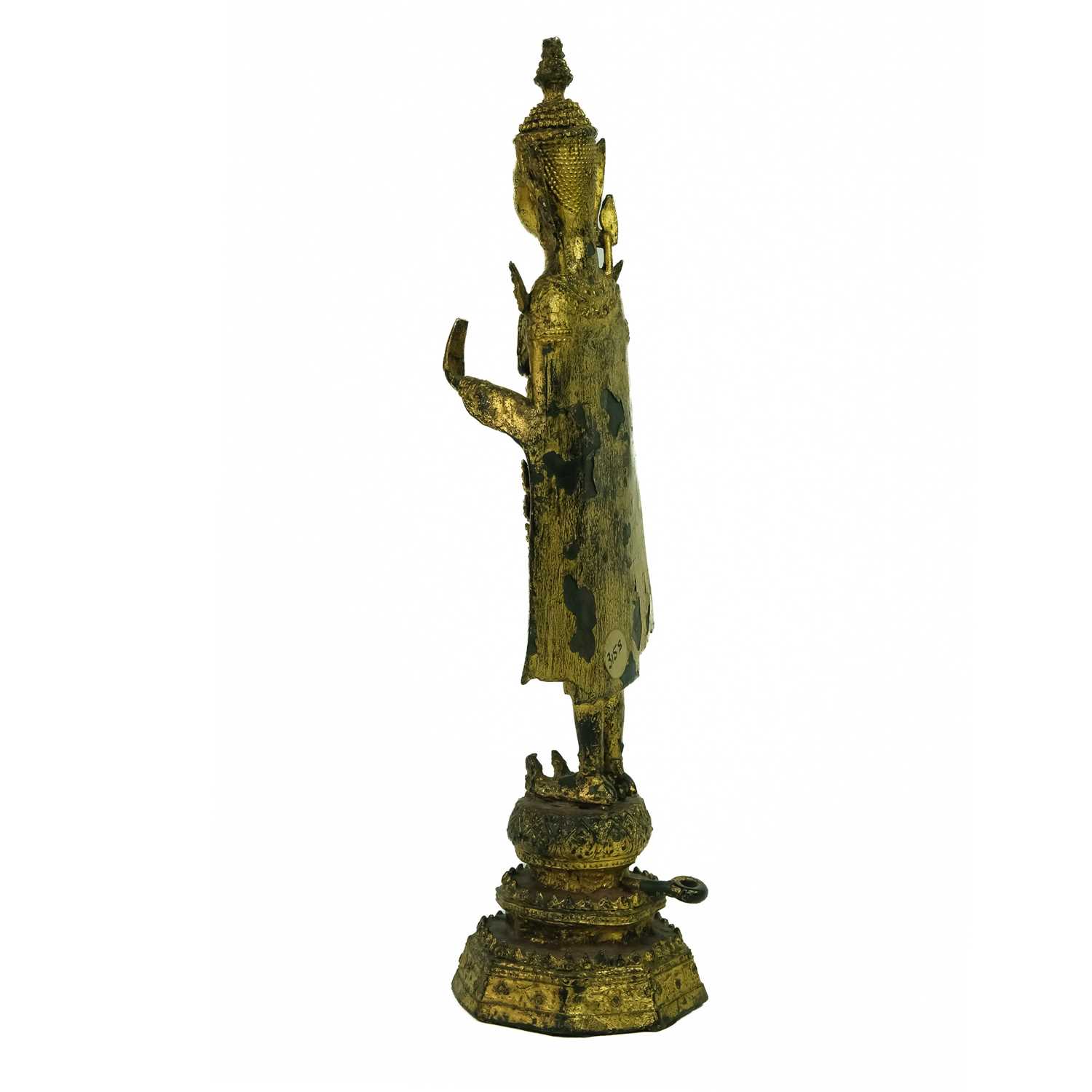 A Thai gilt bronze standing Buddha in royal attire, 18th/19th century. - Image 2 of 6