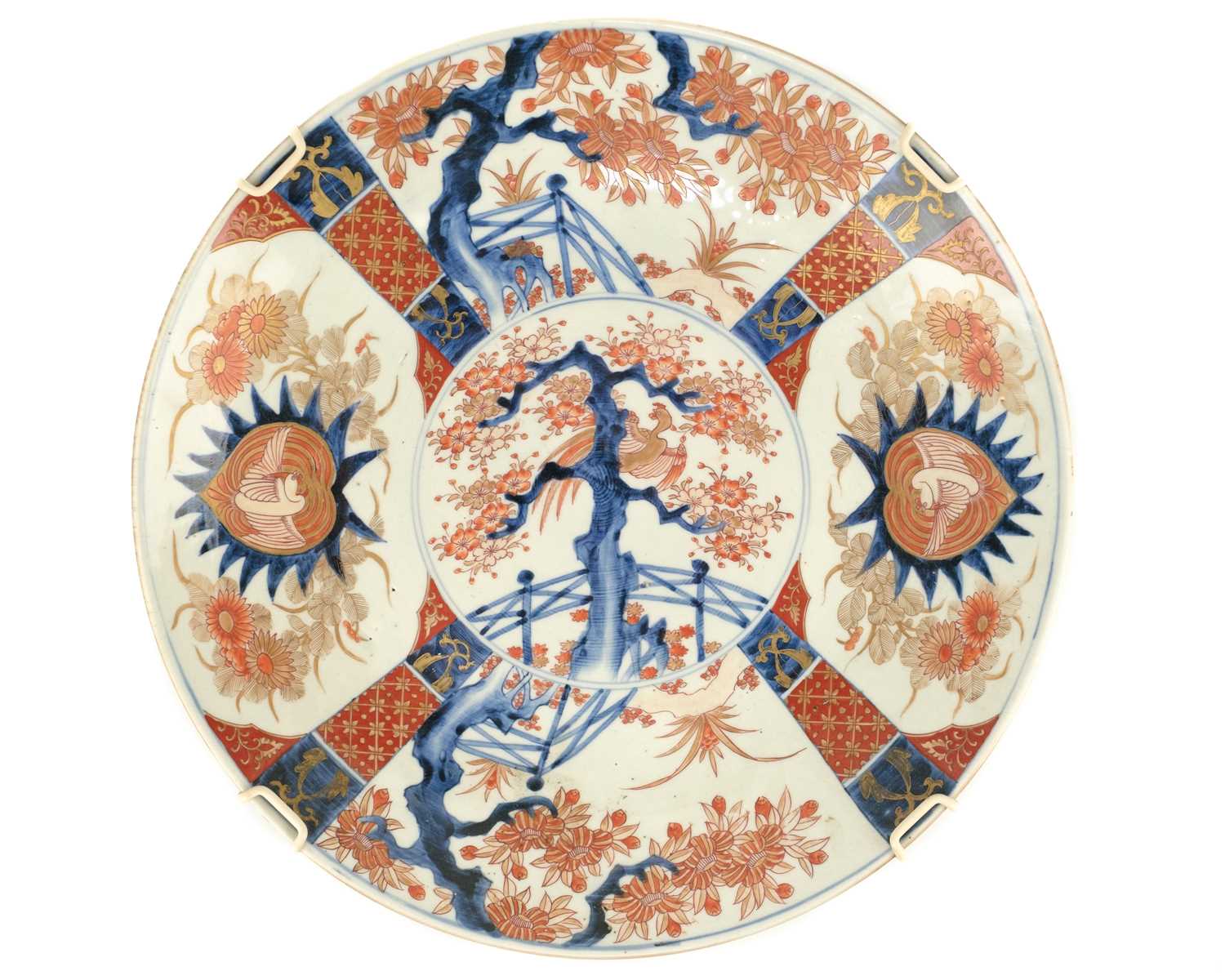 A large Japanese imari porcelain charger, Meiji period.