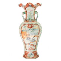 A large Japanese porcelain floor standing vase, Meiji period.
