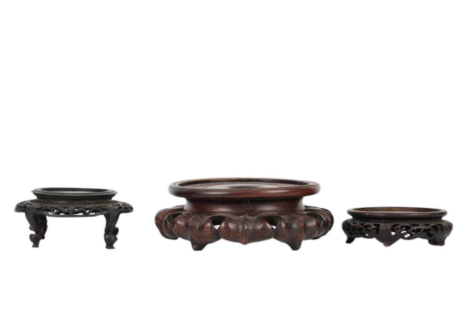 Eight Chinese carved wood vase stands. - Image 2 of 14