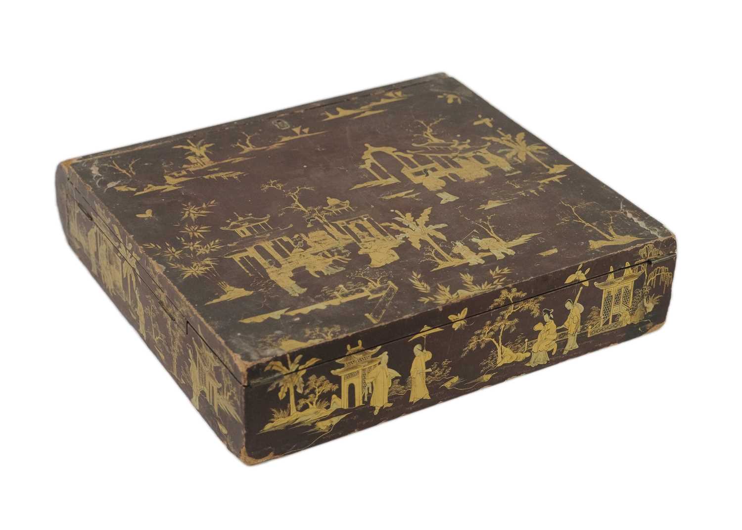 A Japanese black lacquer writing box, Meiji period. - Image 2 of 3