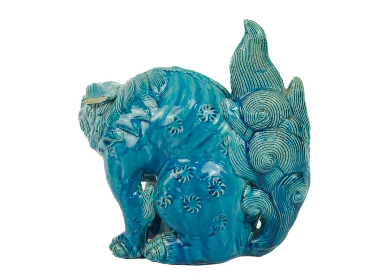 A Chinese turquoise glazed pottery 'Lion' dog, circa 1900, late Qing Dynasty. - Image 5 of 7
