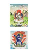 Two Tibetan Thangka style paintings, 20th century.