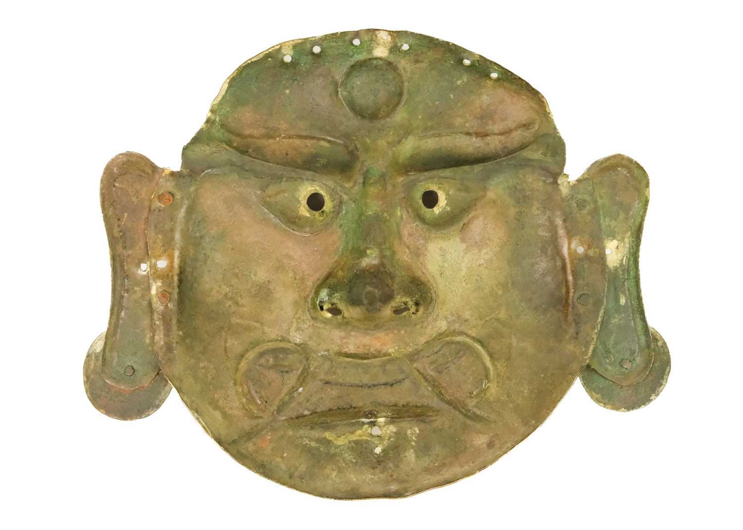 A Japanese brass mask, Meiji period. - Image 2 of 3