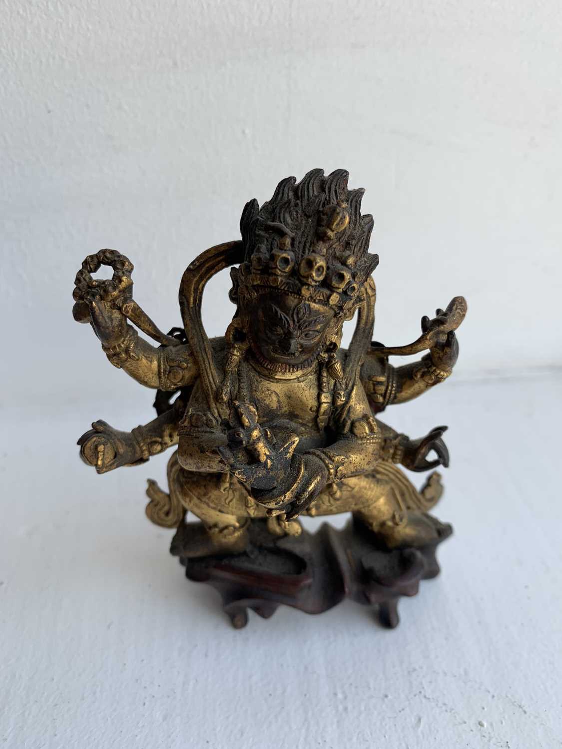 A Sino-Tibetan gilt bronze figure of Mahakala, 18th/19th century. - Image 12 of 22