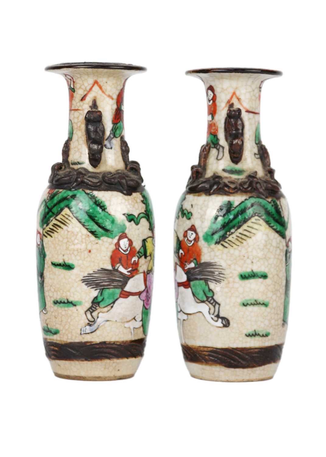 A pair of Chinese crackle glazed vases, 19th century. - Image 4 of 6