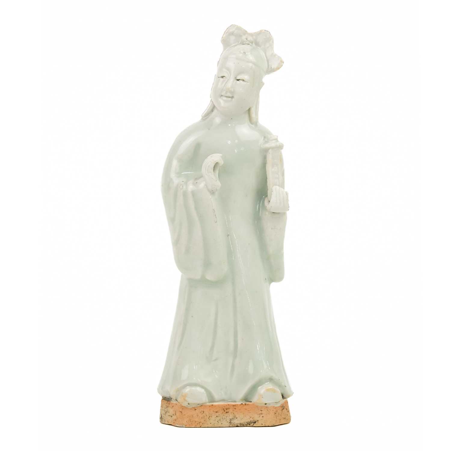 A pair of Chinese celadon figures of attendants, 19th century. - Image 6 of 16