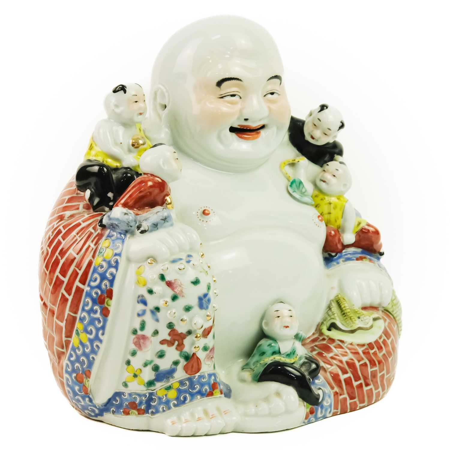 A large Chinese porcelain model of Buddha, 20th century. - Image 2 of 10