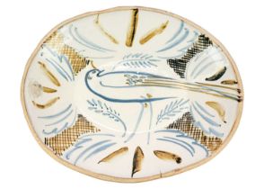 Seth CARDEW (1934-2016) A large stoneware dish decorated with a crane