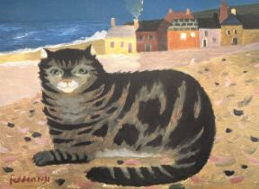 Mary FEDDEN (1915-2012) Cat on a Cornish Beach, 1991