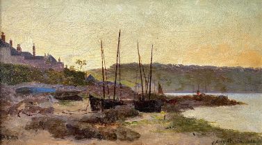 Henry MARTIN (1835-1908) Boats on the Shore at Sunset (Newlyn)