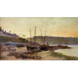 Henry MARTIN (1835-1908) Boats on the Shore at Sunset (Newlyn)