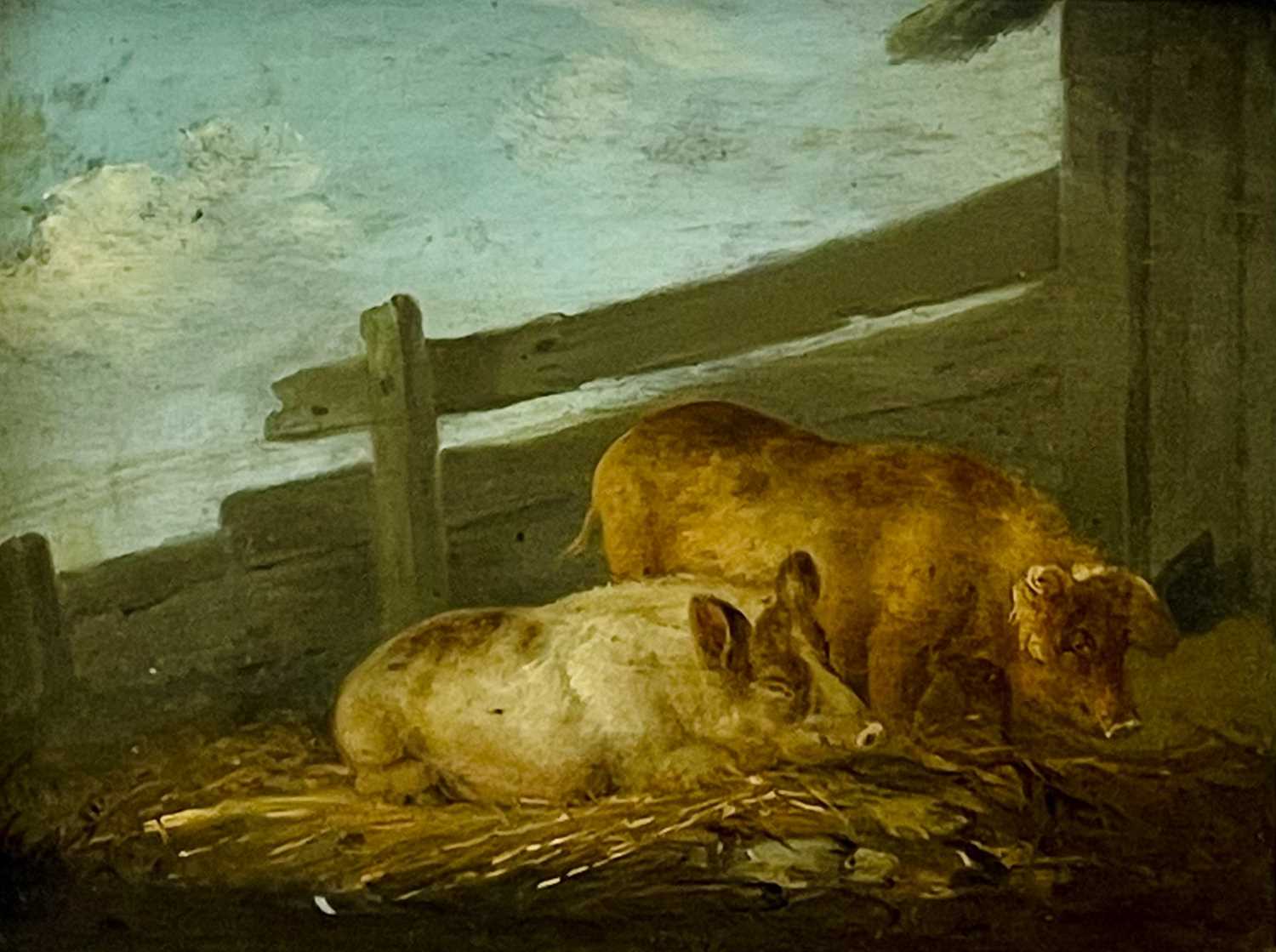 Attributed to George MORLAND (1762/63-1804) Two pigs - Image 2 of 3