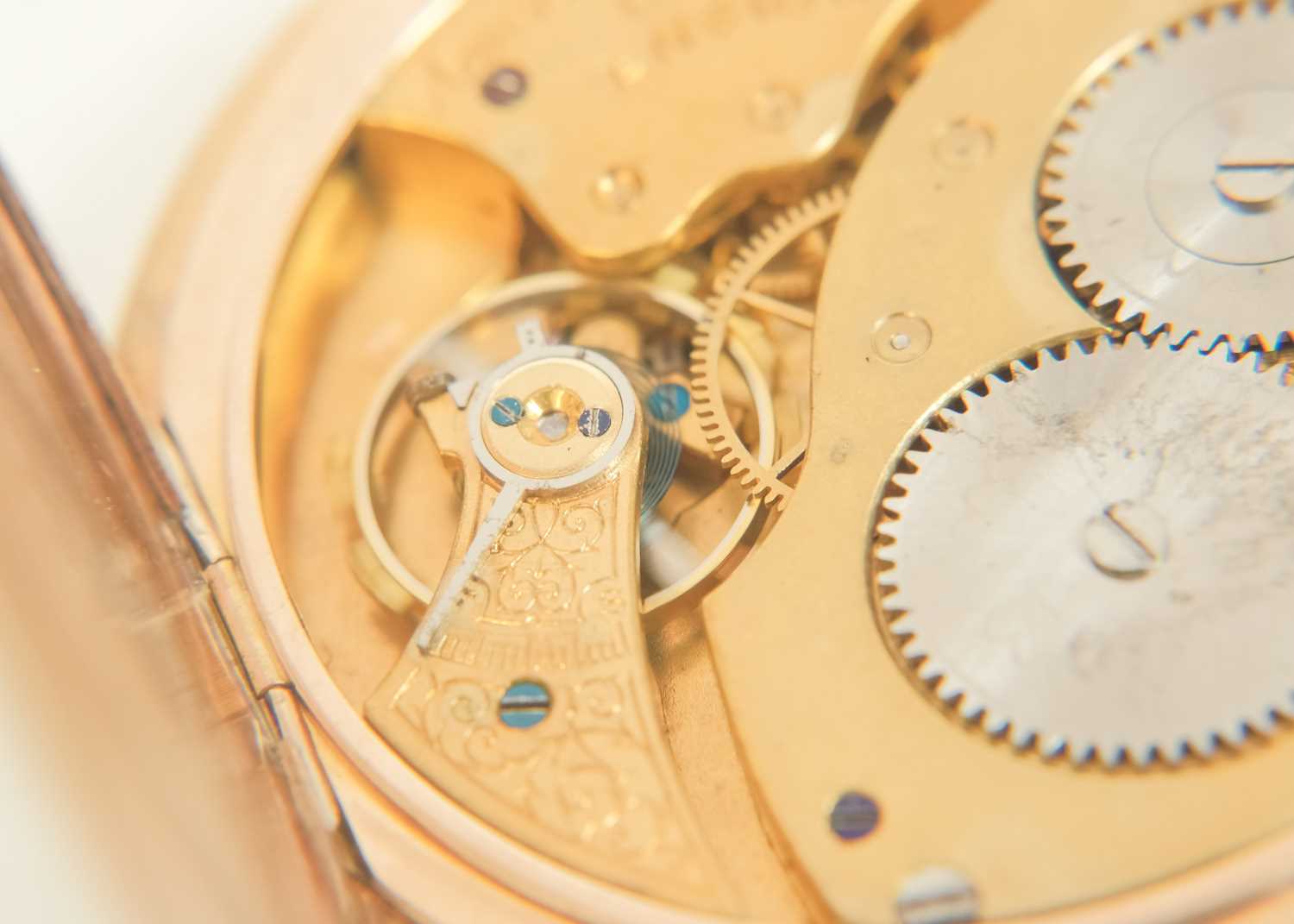 A Waltham 'Ensign' rose gold plated full hunter slim cased lever pocket watch. - Image 6 of 8
