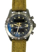 BREITLING - A Chronospace military blackened steel-cased analogue/digital gentleman's wristwatch.