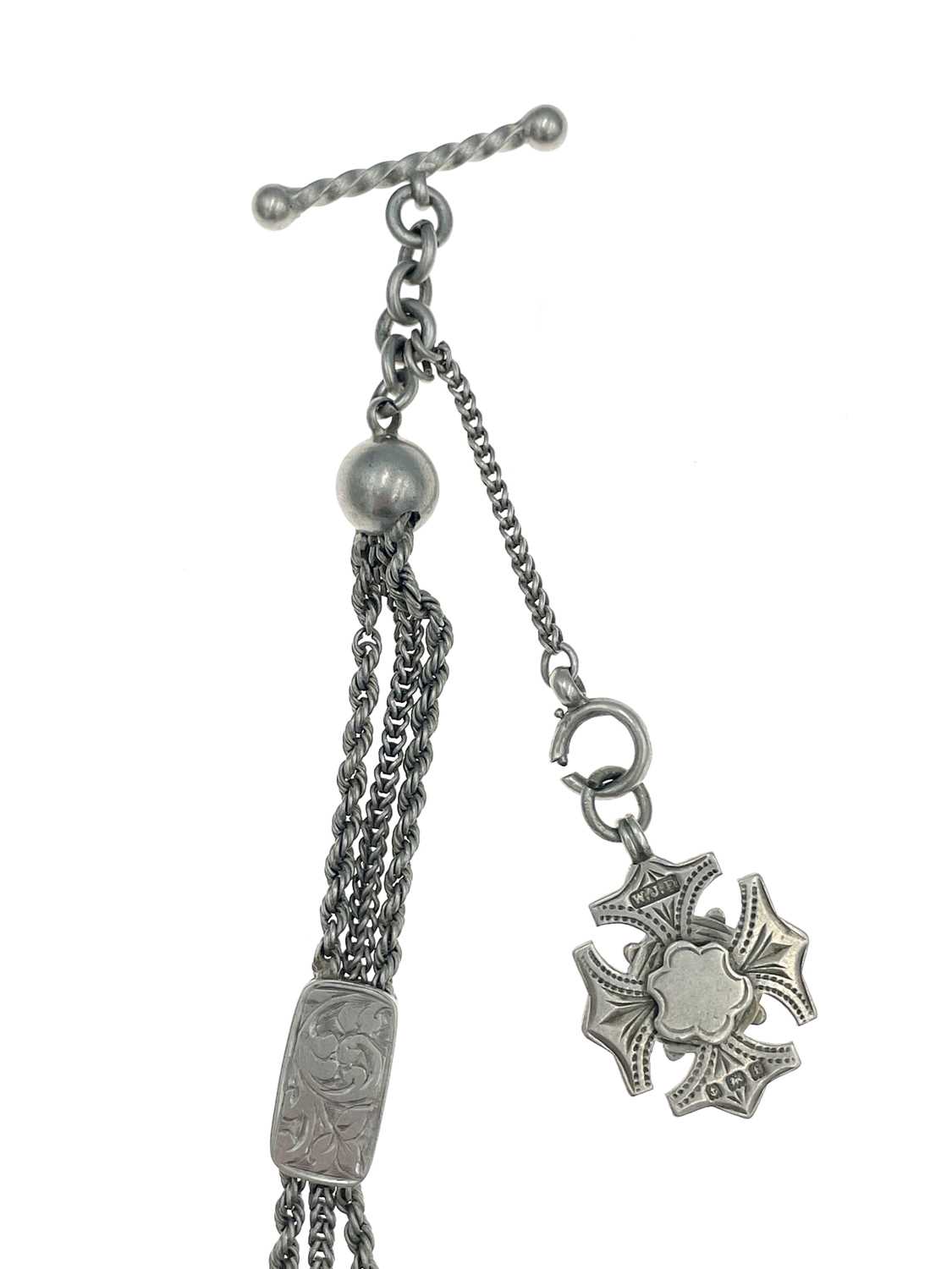 A selection of silver pocket watch accessories. - Image 6 of 9