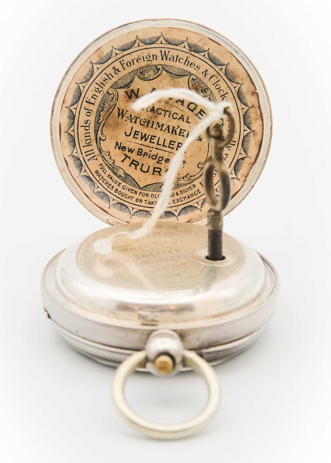 A silver cased key wind lever pocket watch. - Image 3 of 6