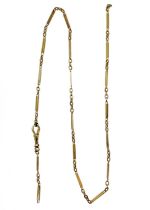 A 9ct gold slender Albert pocket watch chain.