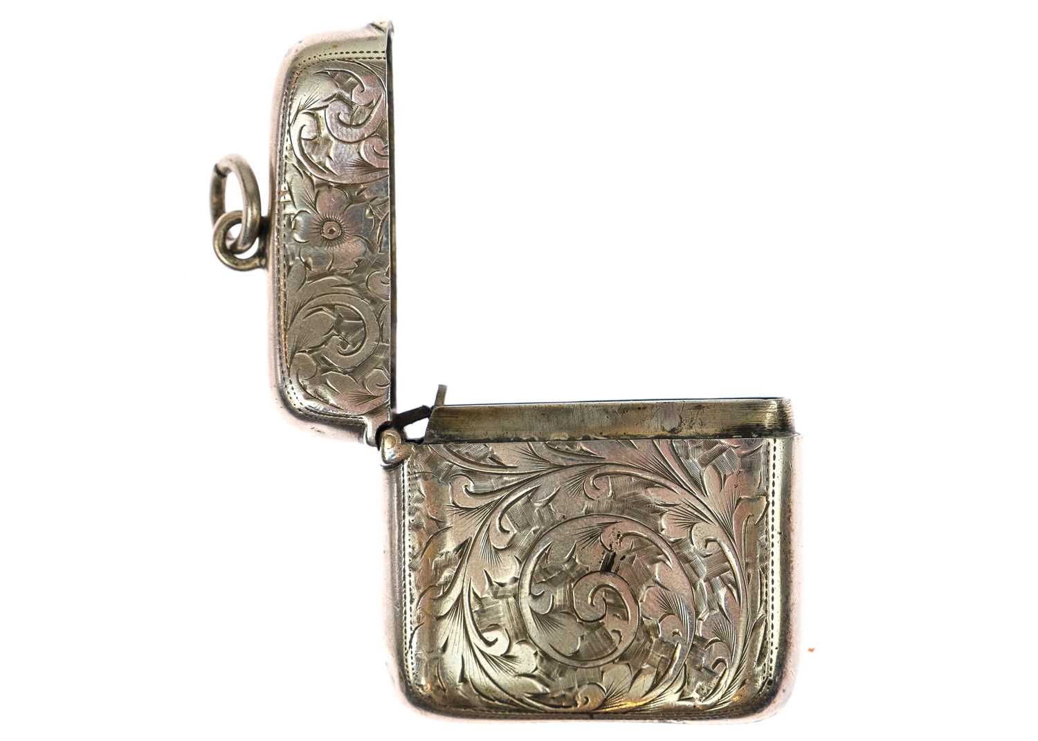 An Edwardian silver fob vesta case and a nickel Player's Navy Cut fob vesta case. - Image 2 of 5