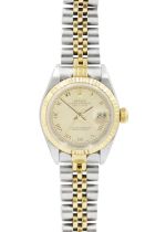 ROLEX - A Rolex Oyster Perpetual Datejust lady's gold and stainless steel bracelet wristwatch.