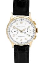 BAUME & MERCIER - an 18ct gold cased gentleman's chronograph wristwatch.