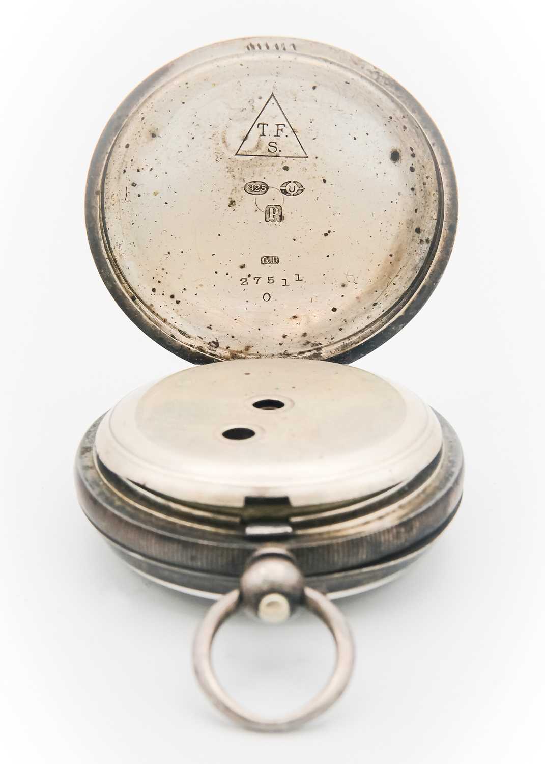 A silver cased key wind lever pocket watch. - Image 2 of 5