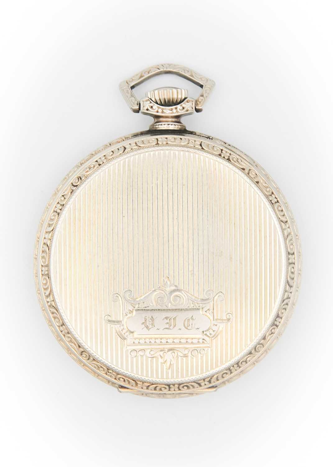 WALTHAM - An Art Deco gold plated crown wind open face pocket watch. - Image 3 of 4