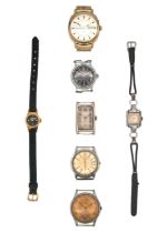 A collection of seven mechanical wristwatches for repairs or spares.